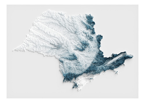 Pôster Mapa De Relevo São Paulo - Topográfico - Tamanho A2
