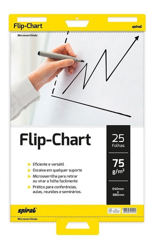 Bloco Flip Chart 75gr 64x88cm (c/25 Fls) Spiral Pt 1 Un
