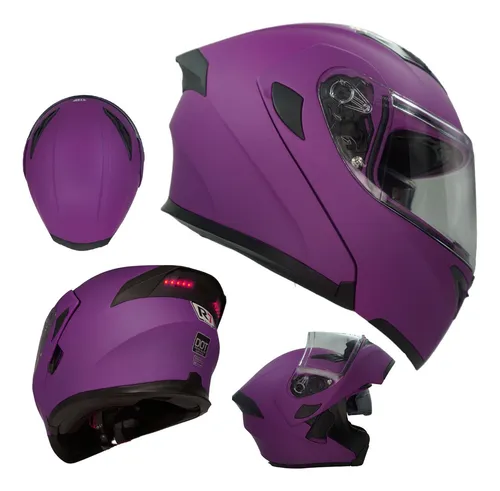 Casco Moto Abatible Mujer Certificado Con Luz Led Seguridad