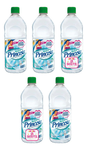 5 Jabón Líquido De Lavandería Blanco Princesa 1l Yucateco