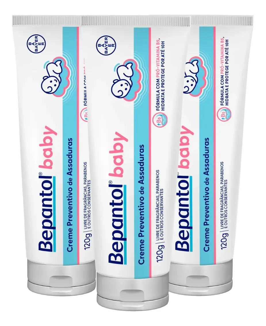 Kit com 3 Cremes Pomada de Assadura 120gr Cada - Bepantol