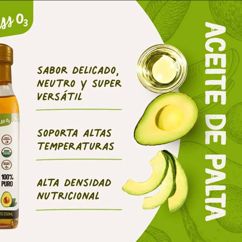 Aceite De Palta Puro Orgánico 250ml Botella De Vidrio