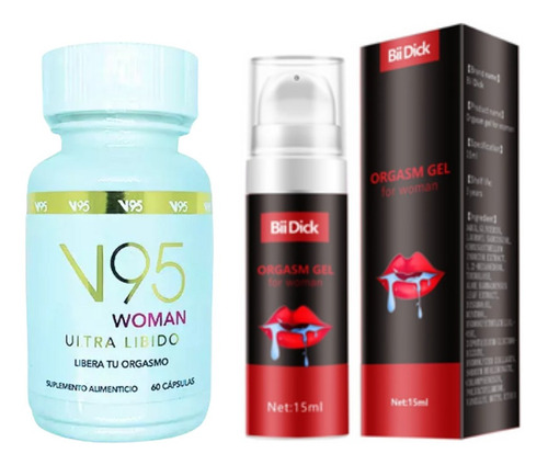 Pack V95 Woman 60caps Viagra Natutal + Orgasm Gel Para Mujer