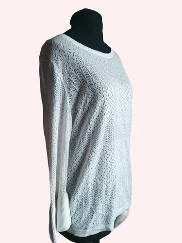 Sweater De Mujer Calado Blanco Marca Stradivarius T.l Import