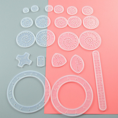 Plantilla Geométrica Art Clear Gear, 22 Unidades, Para Dibuj