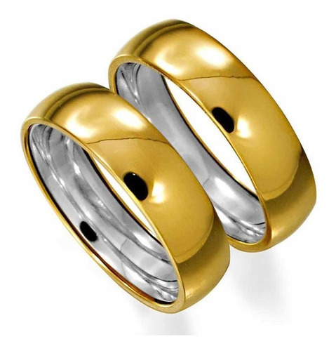 Par De Alianças Em Ouro E Prata 4.5 Mm