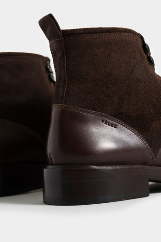 Vélez Botas Solar Cuero Hombre Combinación De Texturas Café