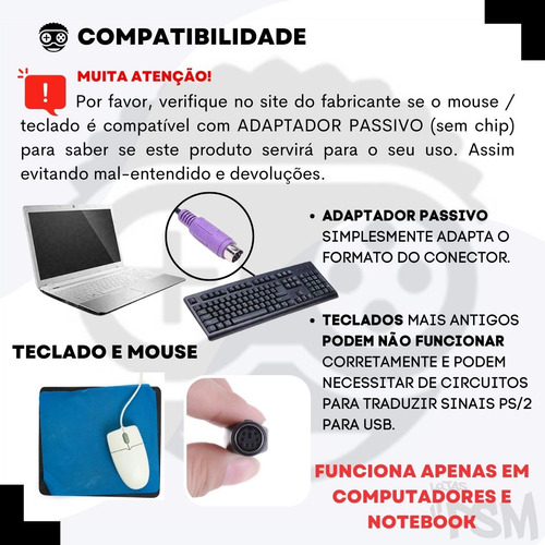 Adaptador Conversor Ps2 X Usb Teclado Mouse Kit 5 Unidades