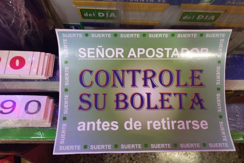 Controle Su Jugada - Autoadhesivo Para Agencias De Quiniela 