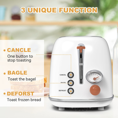Tostadora Kitchmix, 2 Rebanadas, Retro, Acero Inoxidable, 6