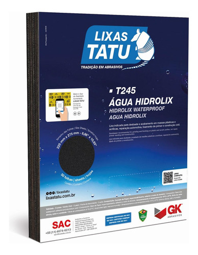 Lixa D Agua Tatu Hidrolix Gk 280 - Kit C/50 Peca