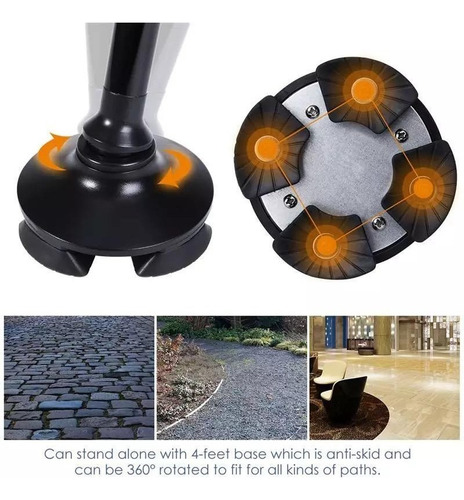 Baston Plegable Y Regulable 4 Pies Con Linterna Ledab