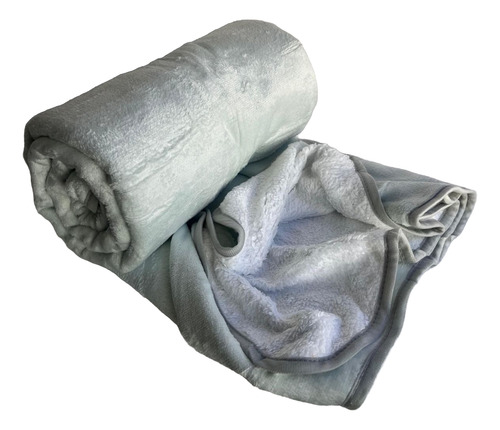 Manta Frazada Flannel 2 Plazas Súper Soft Térmico Celeste Liso