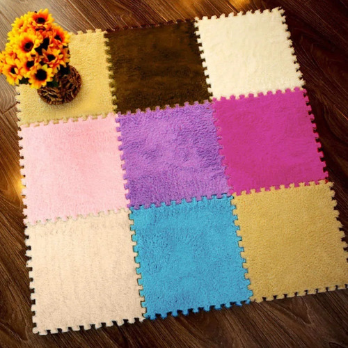 Imagen 2 de 6 de Piso De Goma Eva Infantil 30x30cm Peludito Encastrable