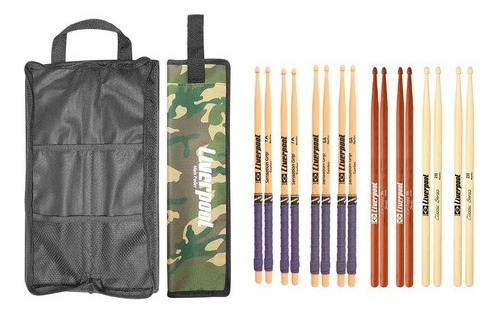 Kit Baqueta Pro 5a, 7a E 2b E Bag Camuflado Com02 Liverpool