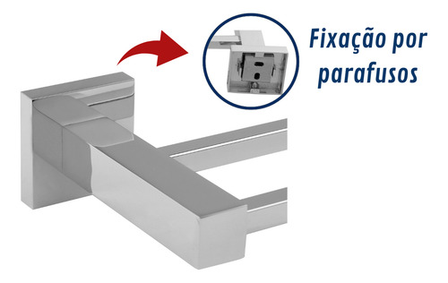 Porta Toalha Duplo De Parede Para Banheiro Cromado Inox