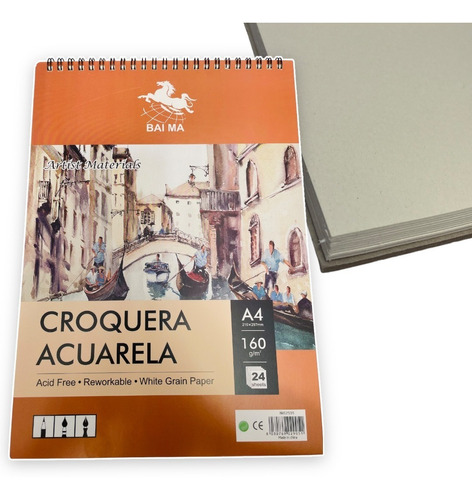 Cuaderno Dibujo Croquera Acuarela A4 160g