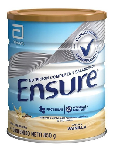 Suplemento en polvo Ensure  Ensure en Polvo proteína, vitaminas, minerales, omega 3 y 6, fibra sabor vainilla en lata de 850g
