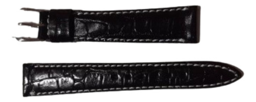 Malla Para Reloj Cuero Negro Croco 18mm Plm  18.175