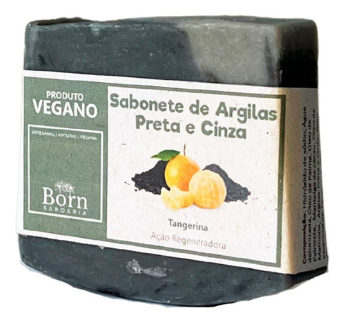 Sabonete Natural E Vegano Argilas Preta E Cinza - Born