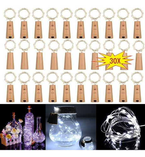 Botella De Vino Con 15 Luces Led, 0,75 M Con Corcho, 30 Piez