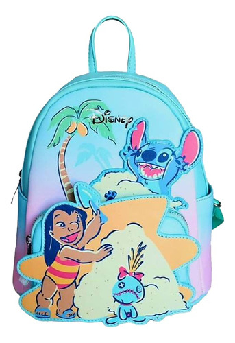 Mini Mochila Lilo & Stitch En Playa Bolsa Backpack Disney