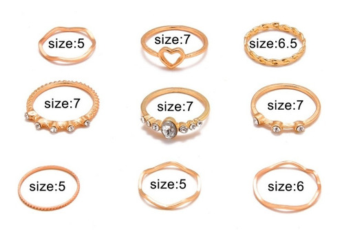 Set Conjunto Anillos Minimalista Liso Dorado