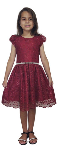 Vestido Infantil Daminha Casamento Festa Vermelho Natal