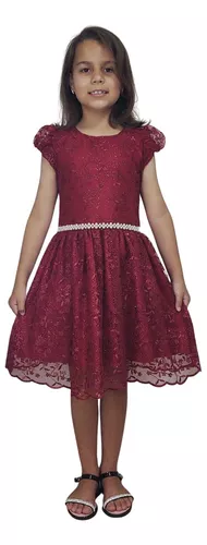 Vestido infantil Vermelho Daminha de Casamento Princesa - Vermelho