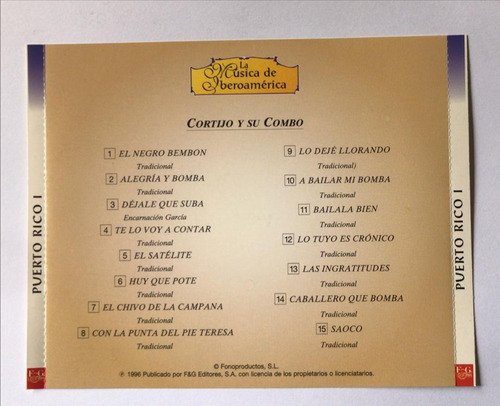 Cortijo Y Su Combo Puerto Rico I Cd Original Usado Qqk. Ag (Usado)