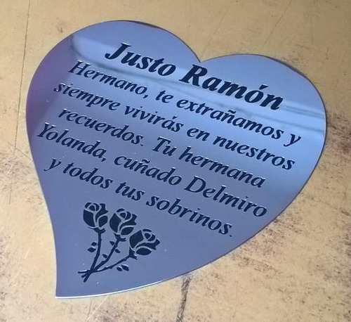 Placa Cementerio Corazon Acero Inoxidable 15x15