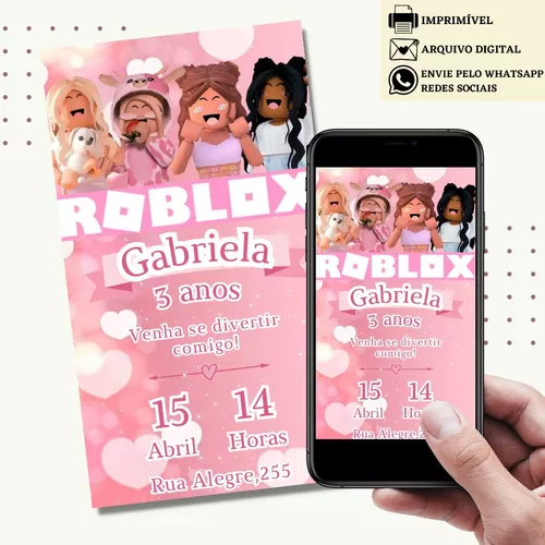 Convite Digital Aniversário Roblox Menina