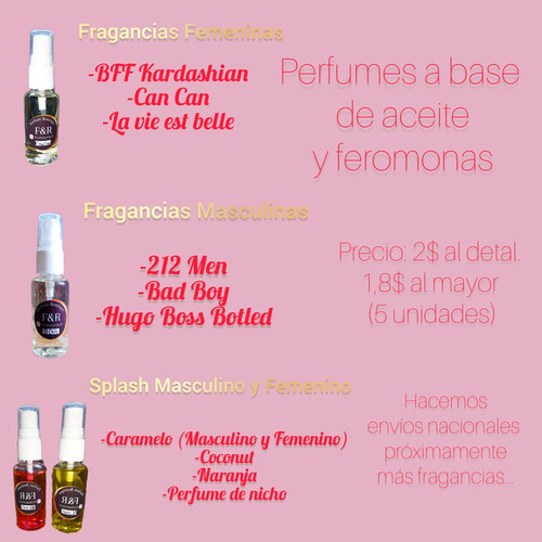 Perfumes / Splash A Base De Aceite Y Feromonas 