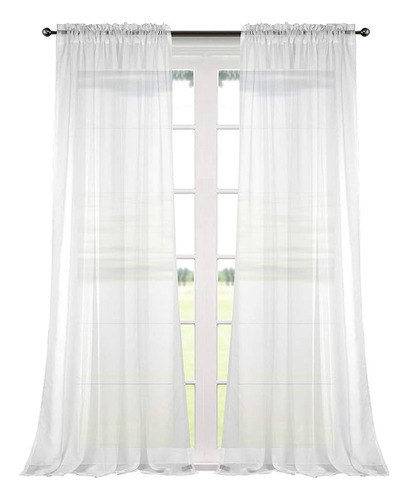 Cortinas X2 De 260x210 Tela Voile Rústico Para Ventanal 