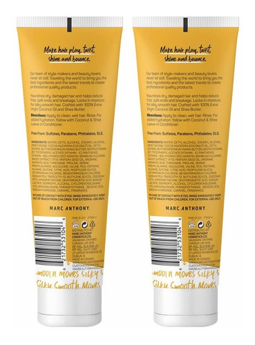 Hydrating Coconut Oil & Shea Butter Acondicionador 250ml 2pack Por Marc Anthony True Professional