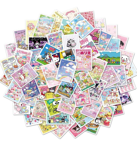 Hello Kitty Kuromi Sanrio Kawaii Stickers Calcomanias 50pzas