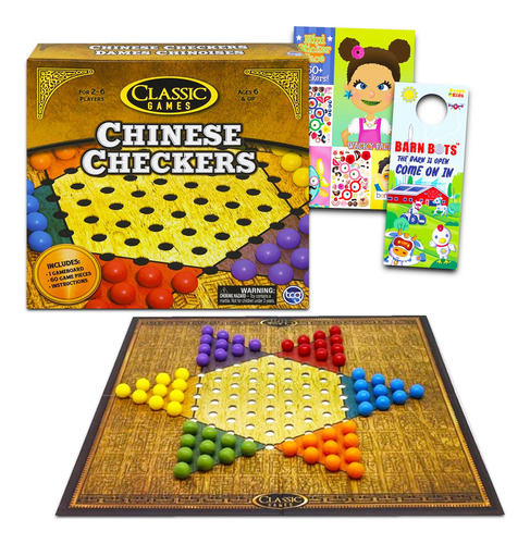 Juego Clásico De Damas Chinas  Caja De Lujo Con Tablero.