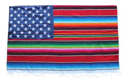 Del Mex Serape Mexicano Manta Bandera Estrellas Y Rayas (roj