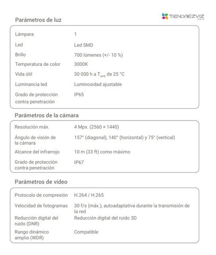 Camara Ezviz Lc3 Inteligente 4mpx Con Lampara Pared Exterio