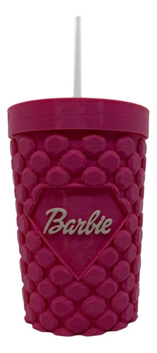 Vaso Barbie Impreso En 3d Con Bombilla