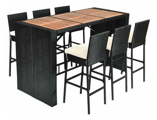 Comedor Exterior 7 Pzs Mimbre Negro Gpl