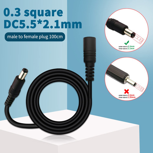 Cable De Extensión Dafurui Macho A Hembra Dc De 1 M, 5,5 Mm