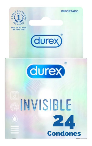 Imagen 1 de 1 de Condones Durex Invisible Ultra Delgado 24 Unidades