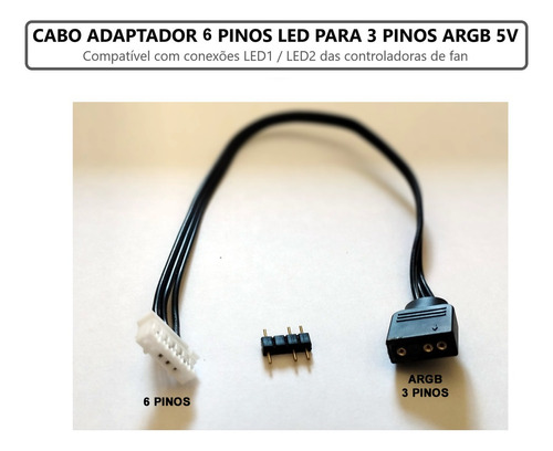  Cabos Adaptador De 6 Pinos Para 3 Pinos Argb