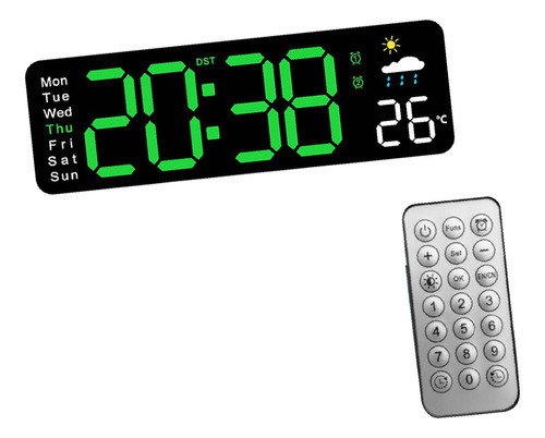 Reloj De Pared Led, Reloj De Pared Digital Negro Y Verde