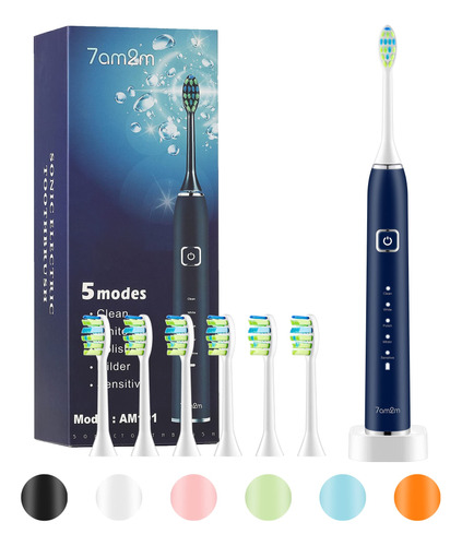 7am2m - Cepillo De Dientes Electrico Sonico Con 6 cabezales,