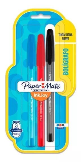 Boligrafos Paper Mate Kilometrico Trazo 1.0mm X 3 Colores Color de la tinta Negro/Azul/Rojo Color del exterior Transparente