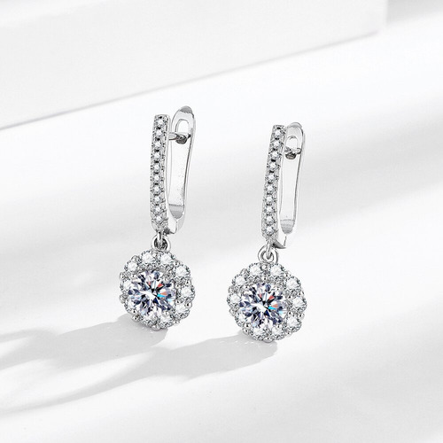 Pendientes De Aro De Moissanita Flores Para Mujer, , Pendientes De Plata 925 Para Mujer, Pendientes De Diamantes De Moissanita,navidad, Bodas, Aniversarios, Regalos Para Mujeres, Mamás