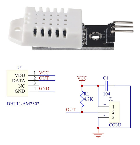 Módulo De Sensor De Temperatura Y Humedad Dht22/am2302...