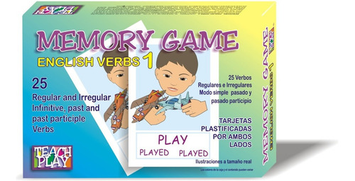 Juego De Memoria De Verbos En Inglés Teach Play 50 Tarjetas